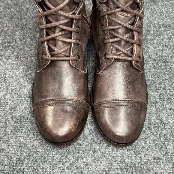 All Saints Spitalfields boots Women's 8 Rustic Brown Leather Moto Combat Lace Up - Picture 4 of 14